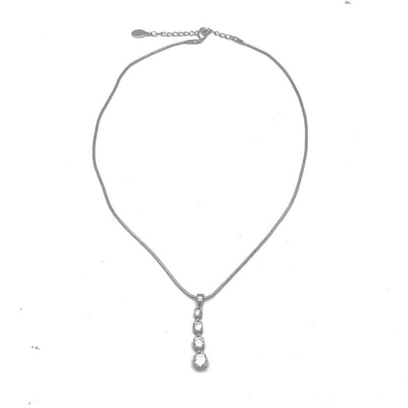 Landau Spring Chain Pendant Necklace Drop Rhinestone Silver Tone 16" - Picture 1 of 4